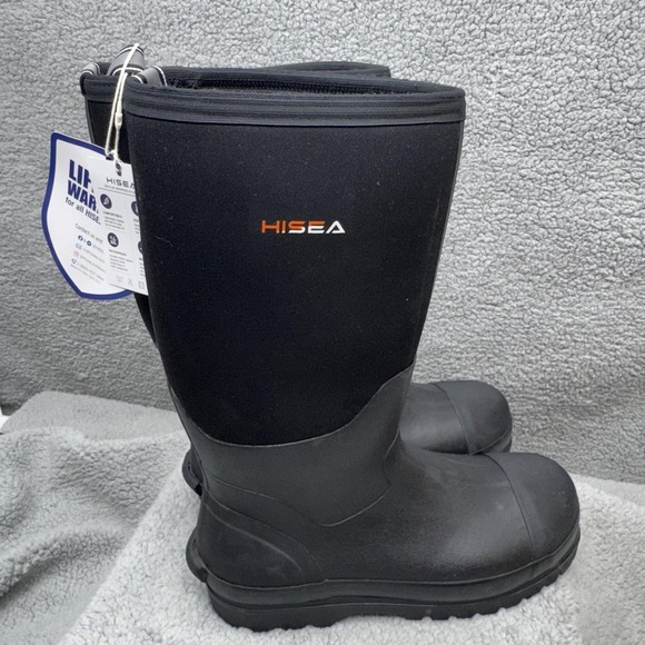 Hisea Boots Mens Size 13 Black Neoprene Waterproof Rubber Rain Work Outdoor - Picture 10 of 15
